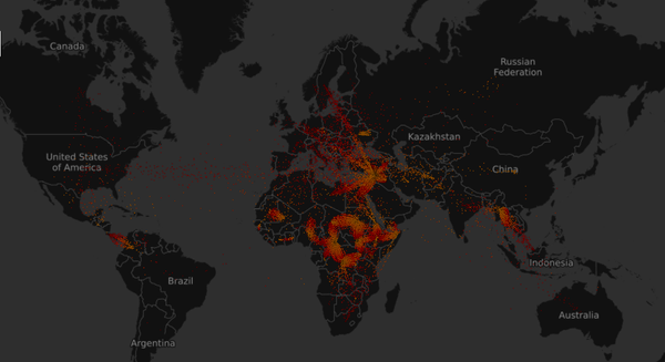 Su questa mappa si vedono le migrazioni umane degli ultimi 15 anni su scala mondiale