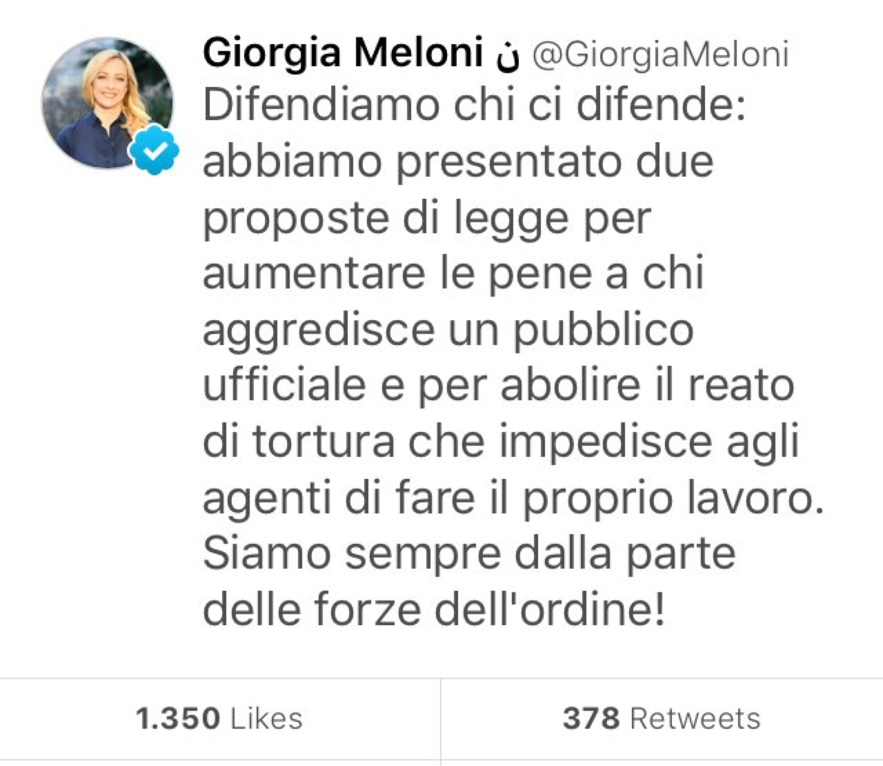 il tweet, poi cancellato