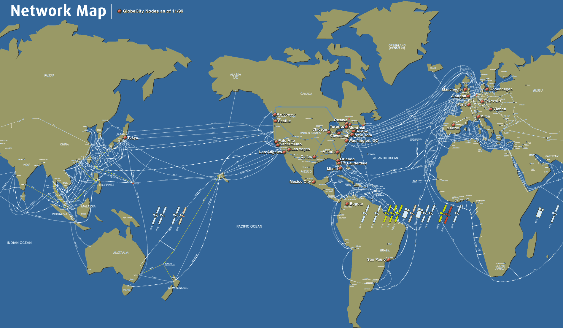 Mappa cavi sottomarini nel mondo