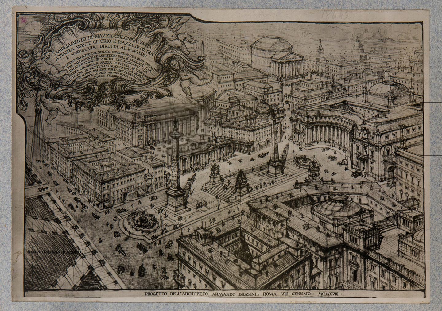Piazza Colonna, progetto di ampliamento, 1918